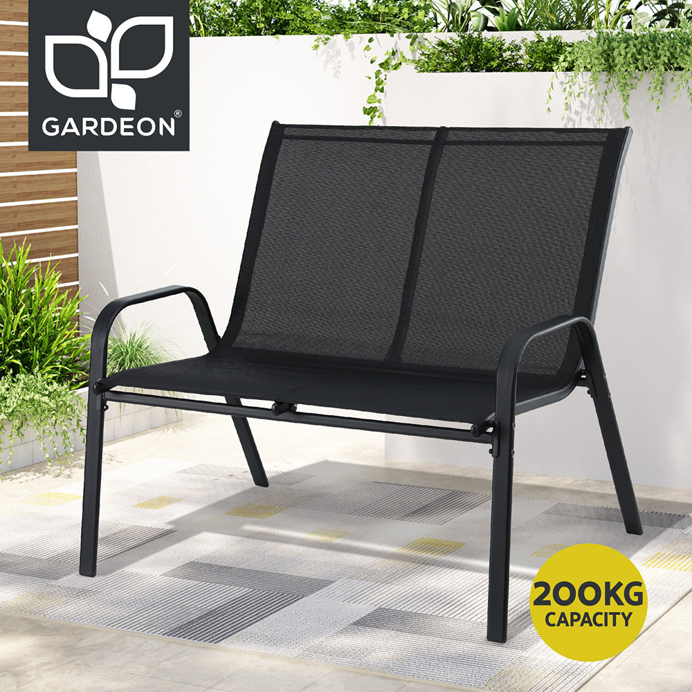 Gardeon Garden Bench Seat Steel Outdoor Patio Park Lounge Backyard Chair Black-Furniture &gt; Outdoor &gt; Outdoor Chairs-PEROZ Accessories