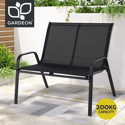 Gardeon Garden Bench Seat Steel Outdoor Patio Park Lounge Backyard Chair Black-Furniture > Outdoor > Outdoor Chairs-PEROZ Accessories