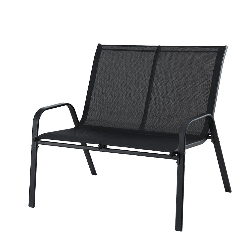 Gardeon Garden Bench Seat Steel Outdoor Patio Park Lounge Backyard Chair Black-Furniture &gt; Outdoor &gt; Outdoor Chairs-PEROZ Accessories