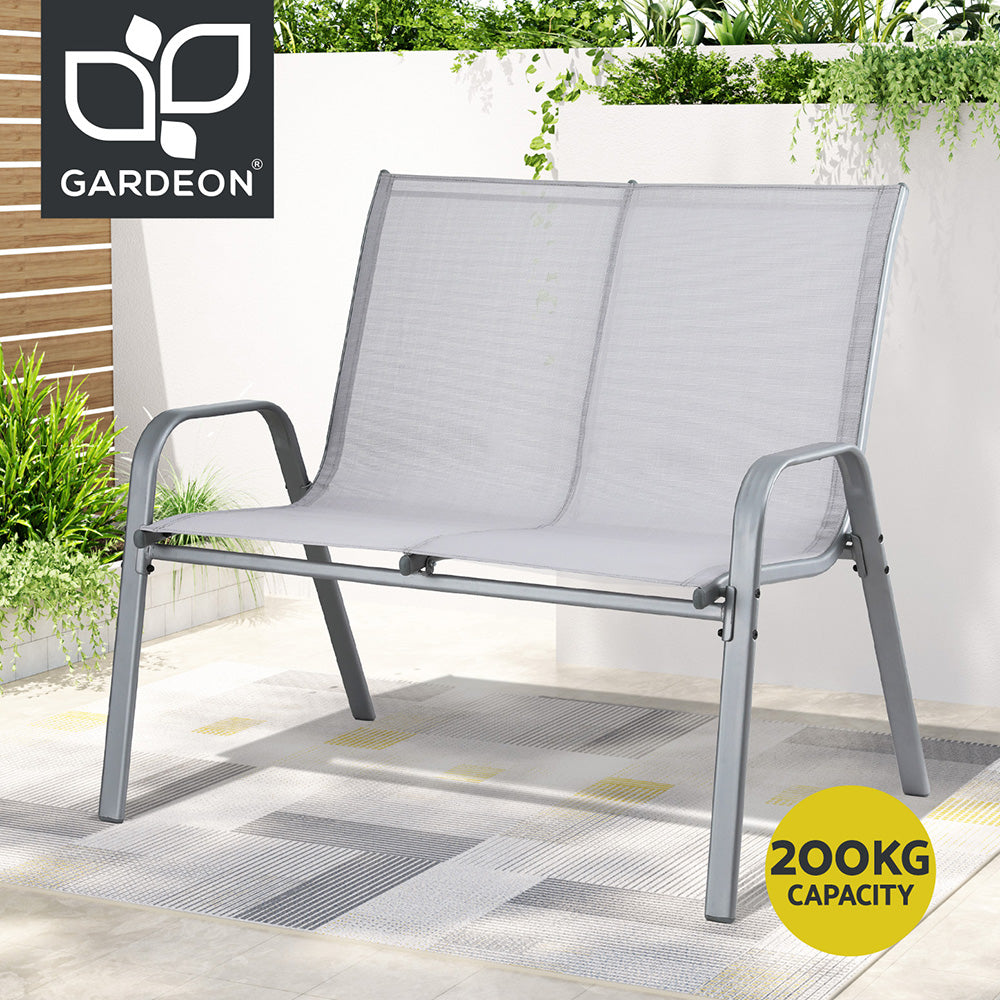 Gardeon Garden Bench Seat Steel Outdoor Patio Park Lounge Backyard Chair Grey-Furniture > Outdoor > Outdoor Chairs-PEROZ Accessories