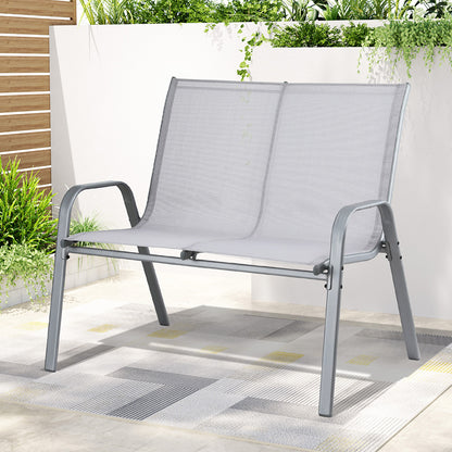 Gardeon Garden Bench Seat Steel Outdoor Patio Park Lounge Backyard Chair Grey-Furniture > Outdoor > Outdoor Chairs-PEROZ Accessories