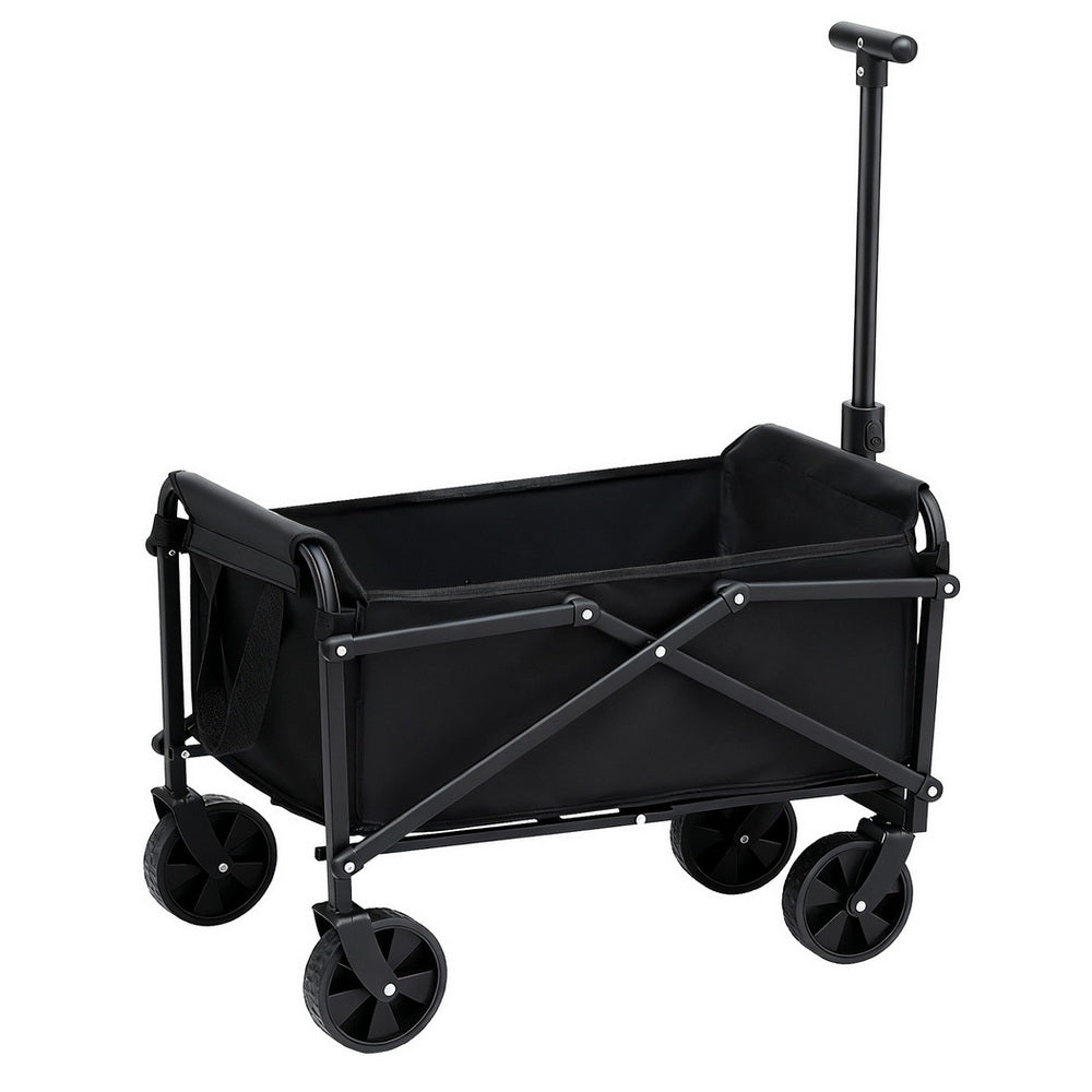 Gardeon Garden Cart Folding Trolley Camping Wagon Barrow Outdoor Beach Black-Home &amp; Garden &gt; Garden Tools &gt; Spreaders &amp; Wheelbarrows-PEROZ Accessories