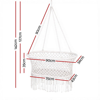 Gardeon Hammock Chair Cotton Swing Chair Outdoor Indoor Cream-Home &amp; Garden > Hammocks > Hammocks &amp; Accessories-PEROZ Accessories