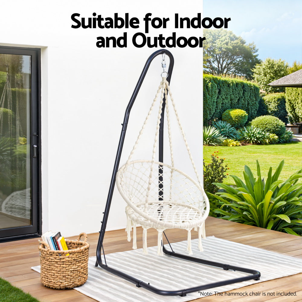 Gardeon Hammock Chair Stand Heavy Duty Steel Frame Black-Furniture > Bar Stools &amp; Chairs > Table &amp; Bar Stools-PEROZ Accessories