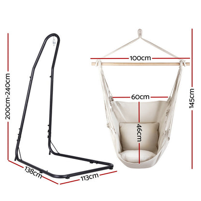 Gardeon Hammock Chair with Heavy Duty Steel Stand-Home &amp; Garden > Hammocks > Hammocks &amp; Accessories-PEROZ Accessories