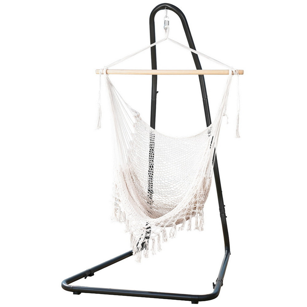 Gardeon Hammock Hanging Chair with Heavy Duty Steel Stand-Home &amp; Garden &gt; Hammocks &gt; Hammocks &amp; Accessories-PEROZ Accessories