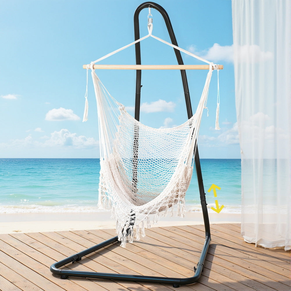 Gardeon Hammock Hanging Chair with Heavy Duty Steel Stand-Home &amp; Garden > Hammocks > Hammocks &amp; Accessories-PEROZ Accessories