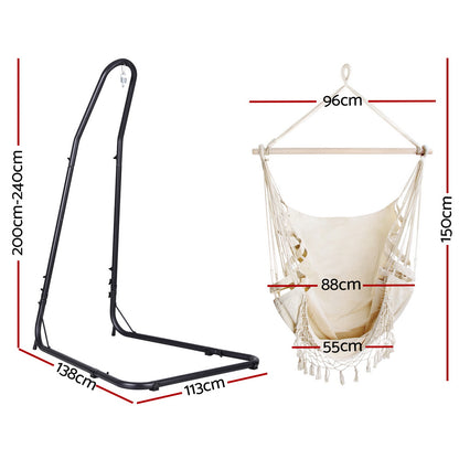Gardeon Hammock Hanging Chair with Steel Stand-Home &amp; Garden > Hammocks > Hammocks &amp; Accessories-PEROZ Accessories