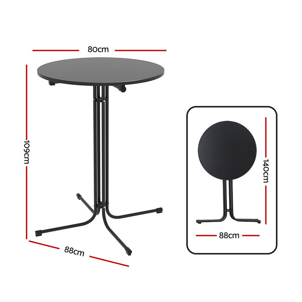 Gardeon Outdoor Bar Table Round Folding Desk Top 109cm Patio Furniture Black-Furniture &gt; Bar Stools &amp; Chairs &gt; Table &amp; Bar Stools-PEROZ Accessories