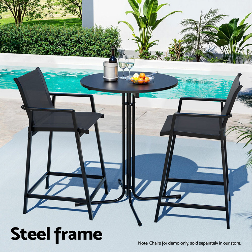 Gardeon Outdoor Bar Table Round Folding Desk Top 109cm Patio Furniture Black-Furniture &gt; Bar Stools &amp; Chairs &gt; Table &amp; Bar Stools-PEROZ Accessories