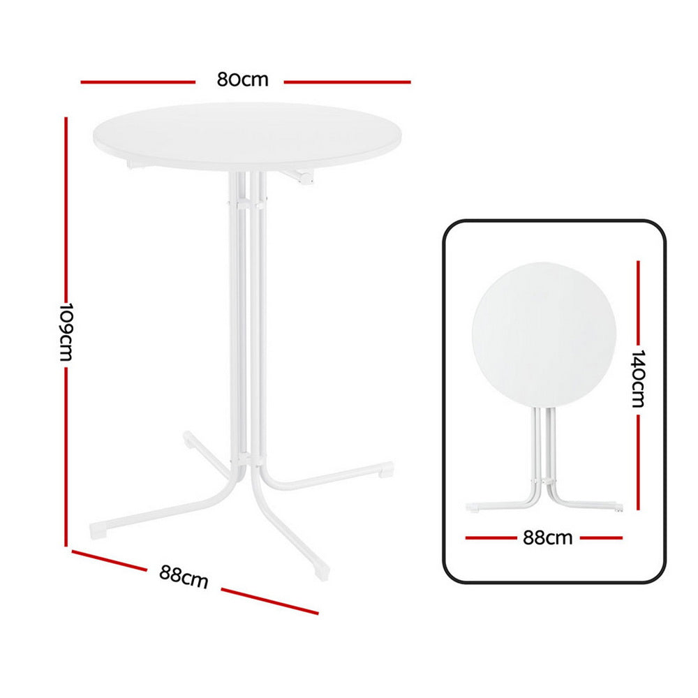 Gardeon Outdoor Bar Table Round Folding Desk Top 109cm Patio Furniture White-Furniture &gt; Bar Stools &amp; Chairs &gt; Table &amp; Bar Stools-PEROZ Accessories