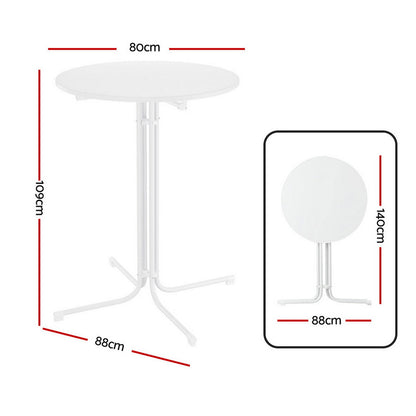 Gardeon Outdoor Bar Table Round Folding Desk Top 109cm Patio Furniture White-Furniture &gt; Bar Stools &amp; Chairs &gt; Table &amp; Bar Stools-PEROZ Accessories
