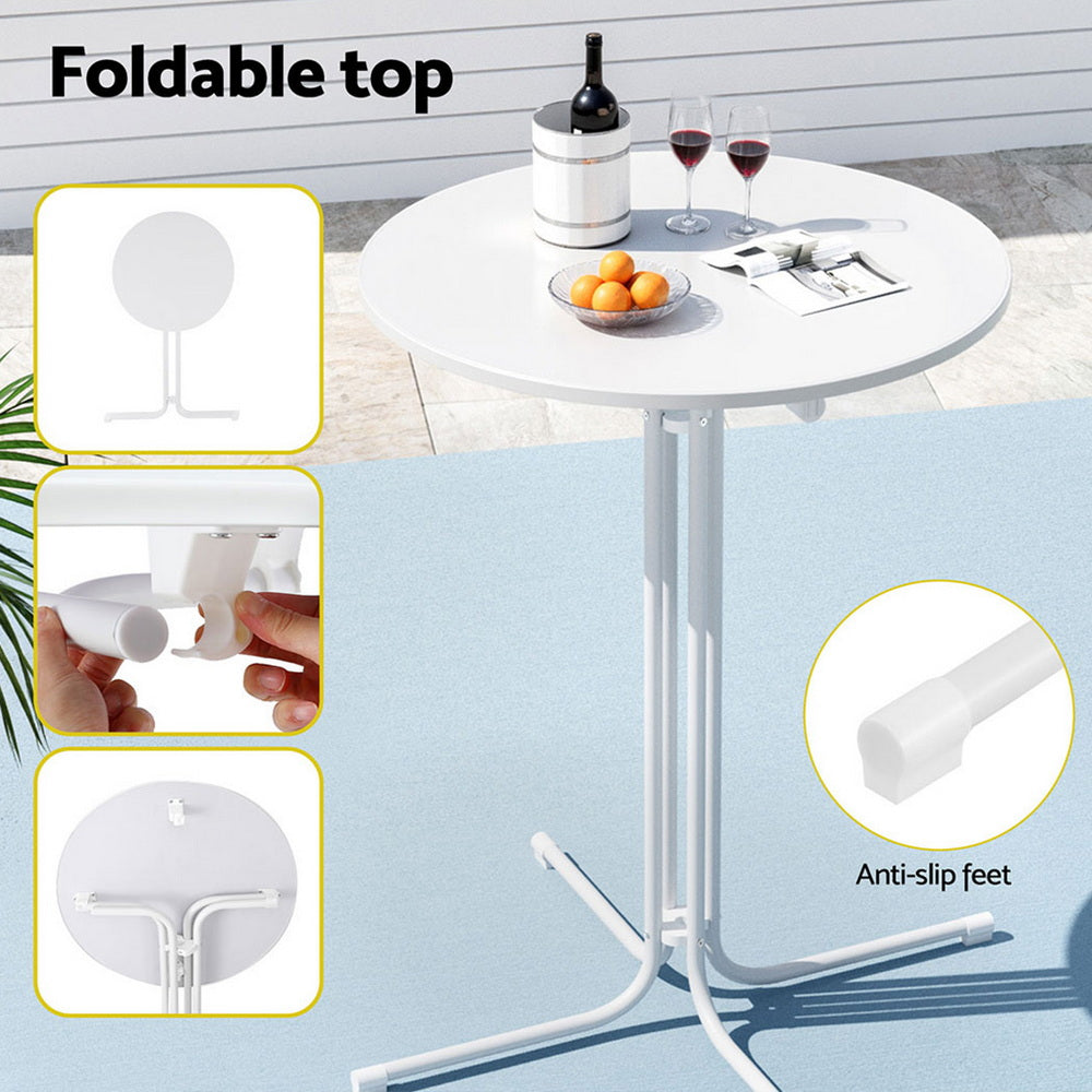 Gardeon Outdoor Bar Table Round Folding Desk Top 109cm Patio Furniture White-Furniture &gt; Bar Stools &amp; Chairs &gt; Table &amp; Bar Stools-PEROZ Accessories