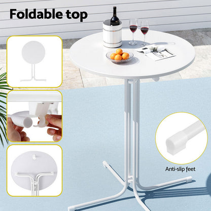 Gardeon Outdoor Bar Table Round Folding Desk Top 109cm Patio Furniture White-Furniture &gt; Bar Stools &amp; Chairs &gt; Table &amp; Bar Stools-PEROZ Accessories
