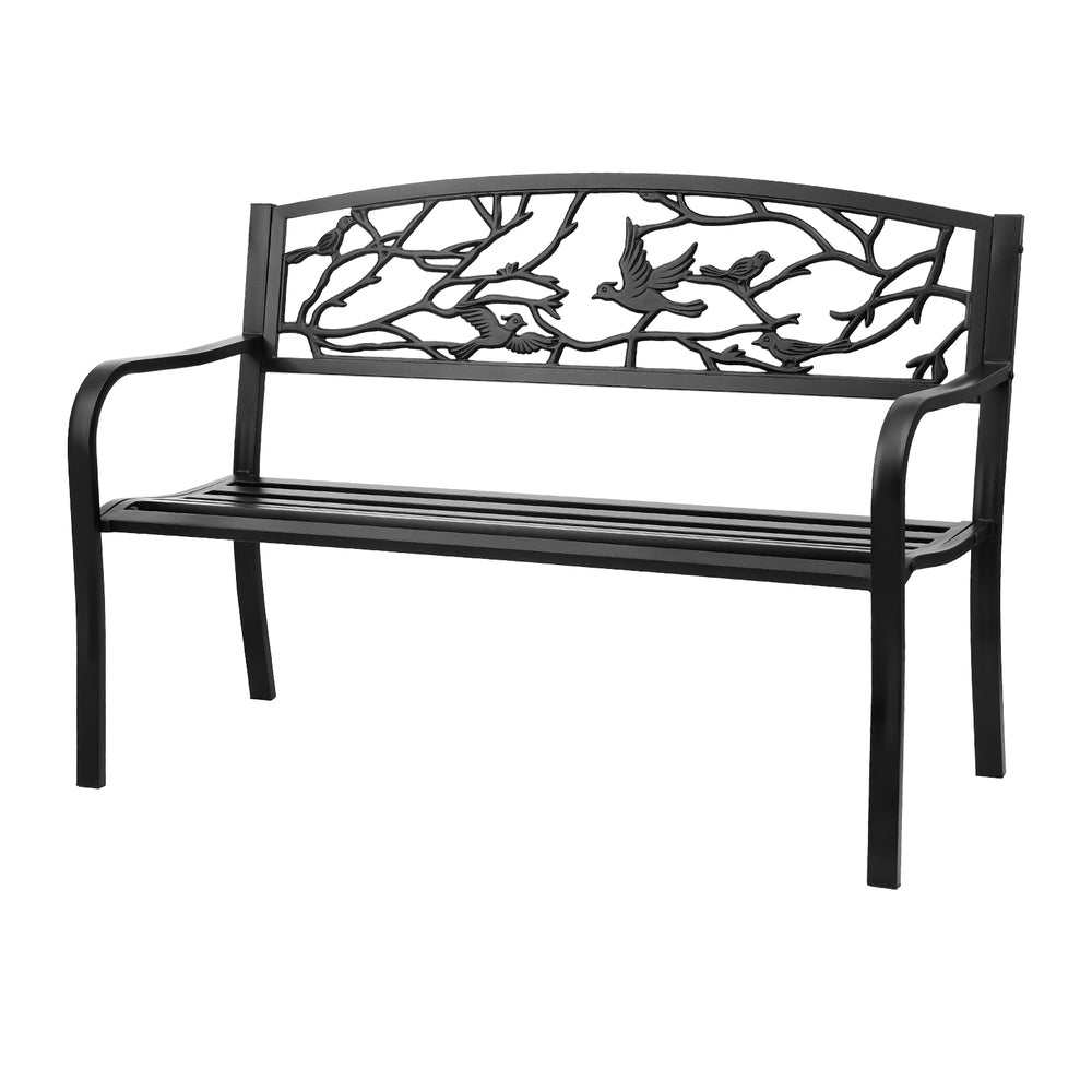 Gardeon Outdoor Bench Seat Garden Steel Outdoor Furniture 3 Seater Park Black-Furniture &gt; Outdoor &gt; Outdoor Benches-PEROZ Accessories