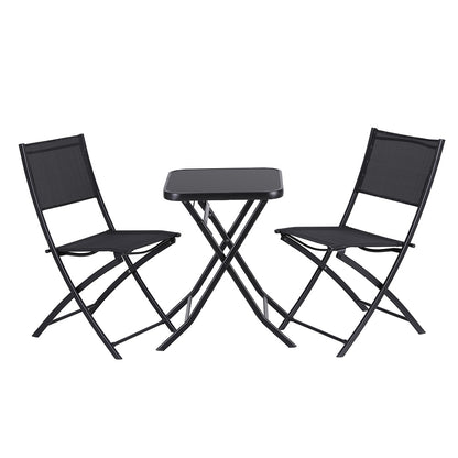 Gardeon Outdoor Bistro Set Folding Table and Chairs Patio Furniture Garden Steel Black-Furniture &gt; Outdoor &gt; Outdoor Sofas &amp; Lounge Sets-PEROZ Accessories