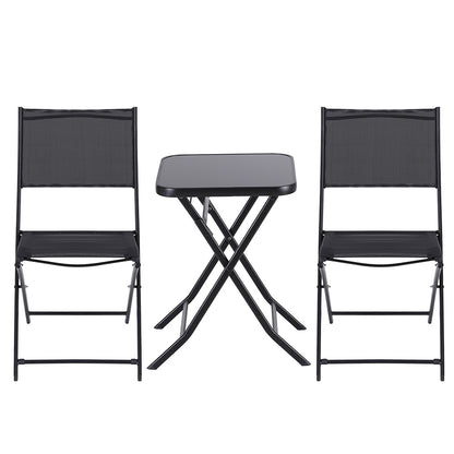 Gardeon Outdoor Bistro Set Folding Table and Chairs Patio Furniture Garden Steel Black-Furniture &gt; Outdoor &gt; Outdoor Sofas &amp; Lounge Sets-PEROZ Accessories