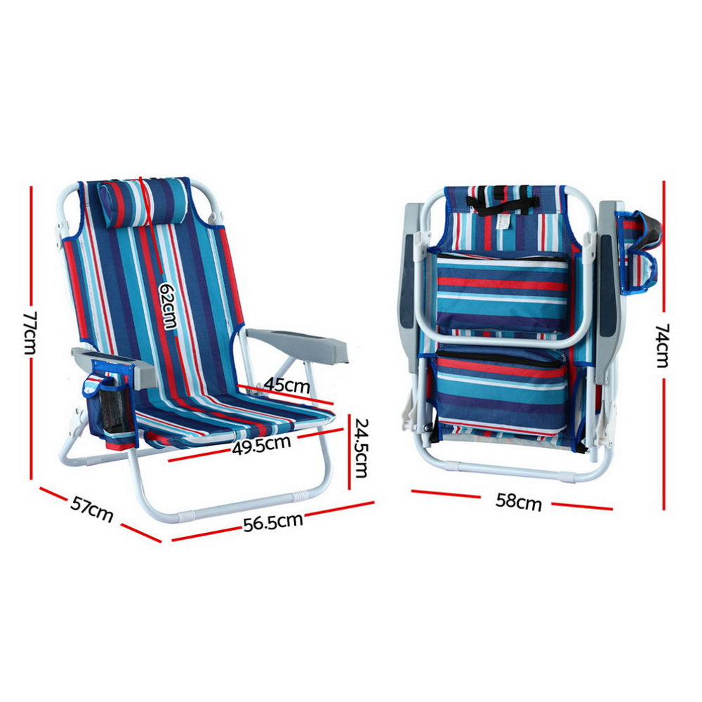 Gardeon Outdoor Chairs Beach Chair Backpack Cooler Storage Lightweight Fishing Blue-Furniture &gt; Outdoor &gt; Outdoor Sofas &amp; Lounge Sets-PEROZ Accessories