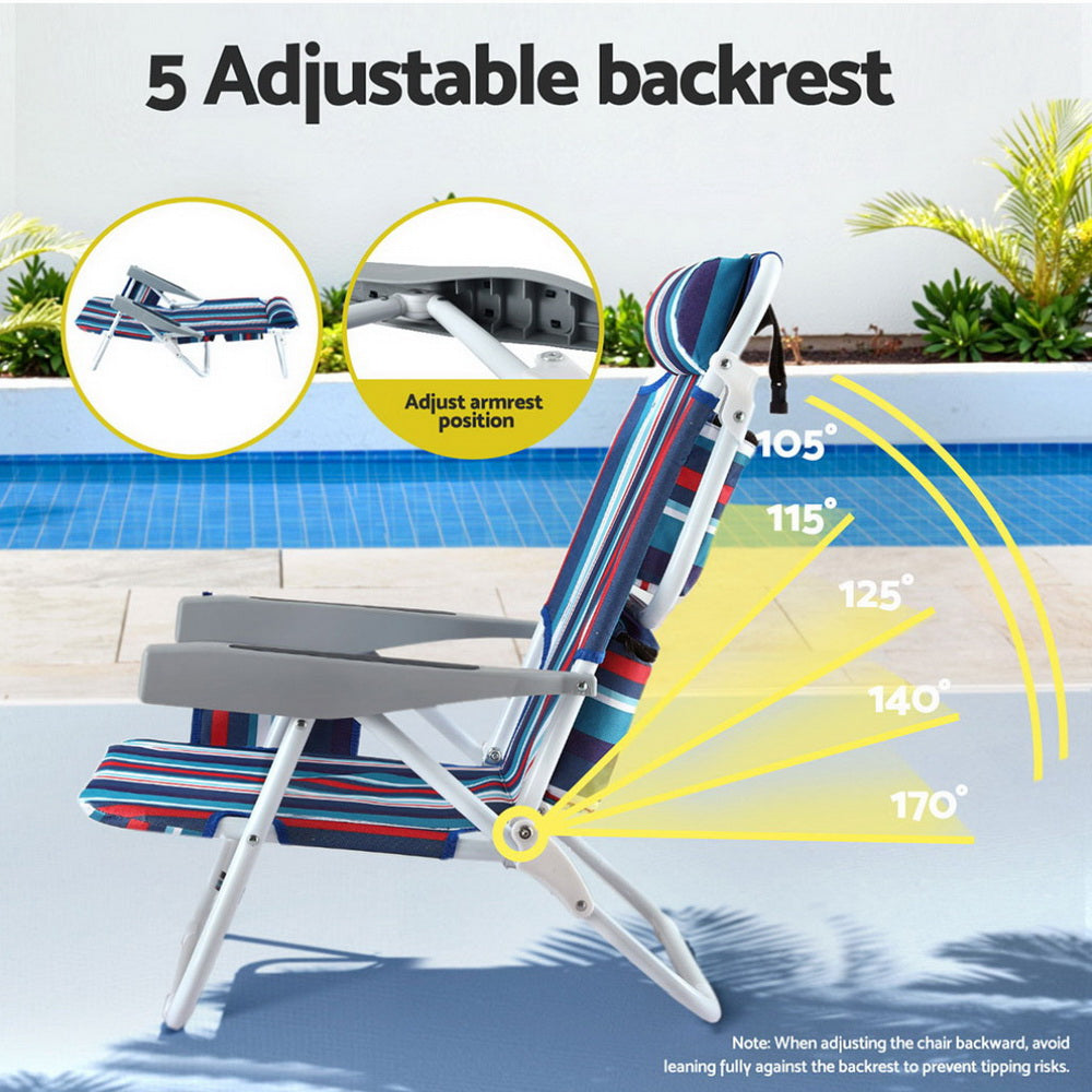 Gardeon Outdoor Chairs Beach Chair Backpack Cooler Storage Lightweight Fishing Blue-Furniture > Outdoor > Outdoor Sofas &amp; Lounge Sets-PEROZ Accessories