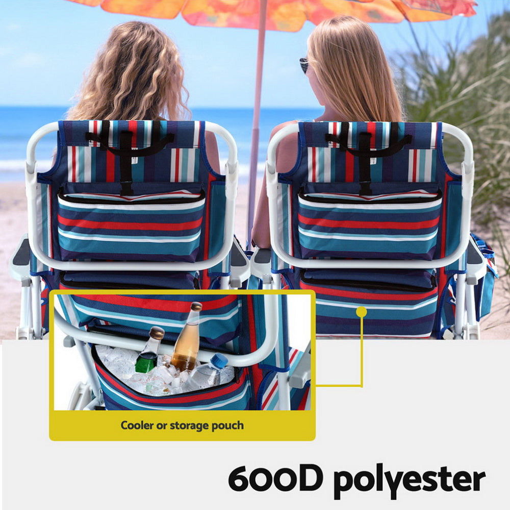 Gardeon Outdoor Chairs Beach Chair Backpack Cooler Storage Lightweight Fishing Blue-Furniture > Outdoor > Outdoor Sofas &amp; Lounge Sets-PEROZ Accessories