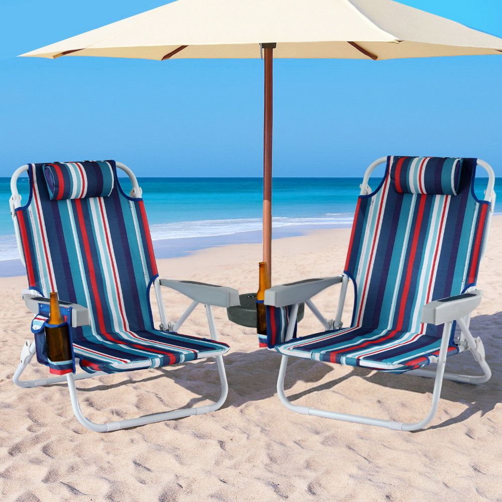 Gardeon Outdoor Chairs Beach Chair Backpack Cooler Storage Lightweight Fishing Blue-Furniture > Outdoor > Outdoor Sofas &amp; Lounge Sets-PEROZ Accessories