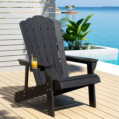 Gardeon Outdoor Chairs HDPE Adirondack Beach Chair Sun Lounge Patio Furniture Garden Black-Furniture &gt; Outdoor &gt; Outdoor Chairs-PEROZ Accessories
