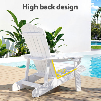 Gardeon Outdoor Chairs HDPE Adirondack Beach Chair Sun Lounge Patio Furniture Garden white-Furniture &gt; Outdoor &gt; Outdoor Chairs-PEROZ Accessories
