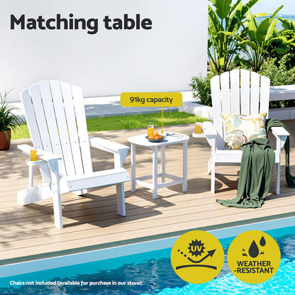 Gardeon Outdoor Coffee Side Table HDPE Desk Patio Furniture Camping Garden White-Furniture &gt; Outdoor &gt; Outdoor Chairs-PEROZ Accessories