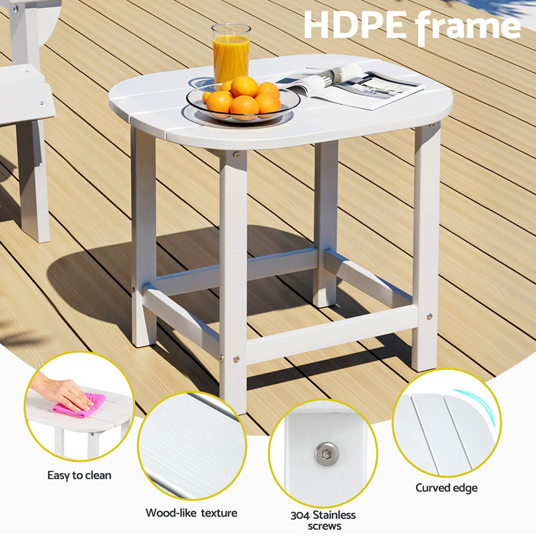Gardeon Outdoor Coffee Side Table HDPE Desk Patio Furniture Camping Garden White-Furniture &gt; Outdoor &gt; Outdoor Chairs-PEROZ Accessories