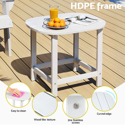 Gardeon Outdoor Coffee Side Table HDPE Desk Patio Furniture Camping Garden White-Furniture &gt; Outdoor &gt; Outdoor Chairs-PEROZ Accessories