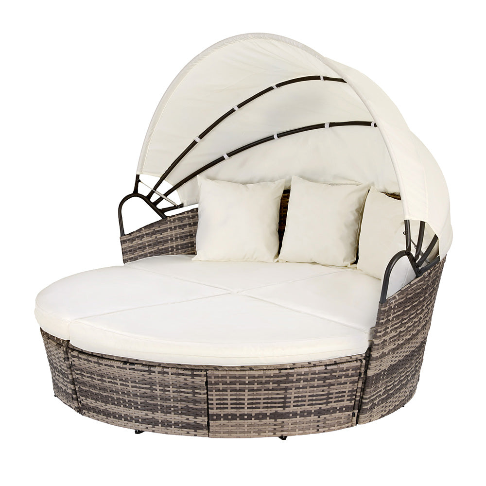 Gardeon Outdoor Day Bed Sun Lounge Setting Wicker Lounger Furniture Patio Beige Set of 3-Furniture > Sofas > Sofas &amp; Sofa Beds-PEROZ Accessories