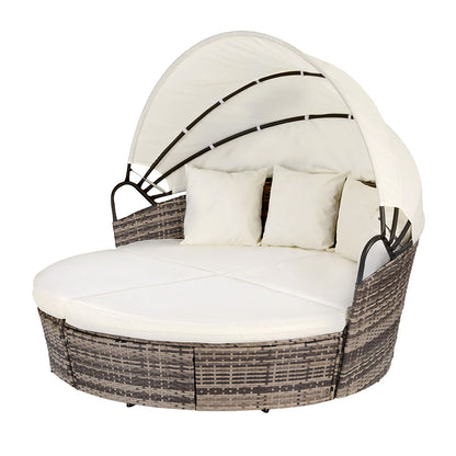 Gardeon Outdoor Day Bed Sun Lounge Setting Wicker Lounger Furniture Patio Beige Set of 3-Furniture > Sofas > Sofas &amp; Sofa Beds-PEROZ Accessories