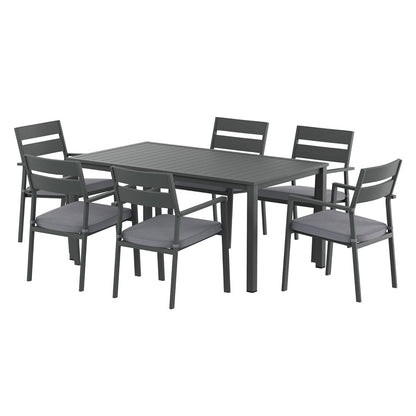 Gardeon Outdoor Dining Set 7 Piece Aluminum Table Chairs Setting Black-Furniture > Outdoor > Outdoor Dining Sets-PEROZ Accessories