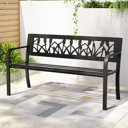 Gardeon Outdoor Garden Bench Seat Outdoor Furniture Steel 2 Seater Park Black-Furniture > Outdoor > Outdoor Benches-PEROZ Accessories