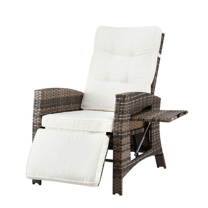 Gardeon Outdoor Recliner Chairs Sun lounge Wicker Lounger Patio Furniture Adjustable Brown-Furniture &gt; Outdoor &gt; Outdoor Chairs-PEROZ Accessories