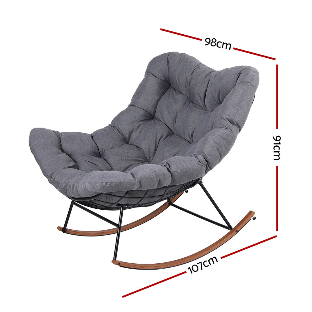 Gardeon Outdoor Rocking Chair Furniture Papasan Recliner Garden Patio Lounge Setting-Furniture > Outdoor > Outdoor Chairs-PEROZ Accessories