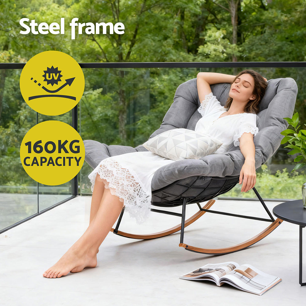 Gardeon Outdoor Rocking Chair Furniture Papasan Recliner Garden Patio Lounge Setting-Furniture > Outdoor > Outdoor Chairs-PEROZ Accessories