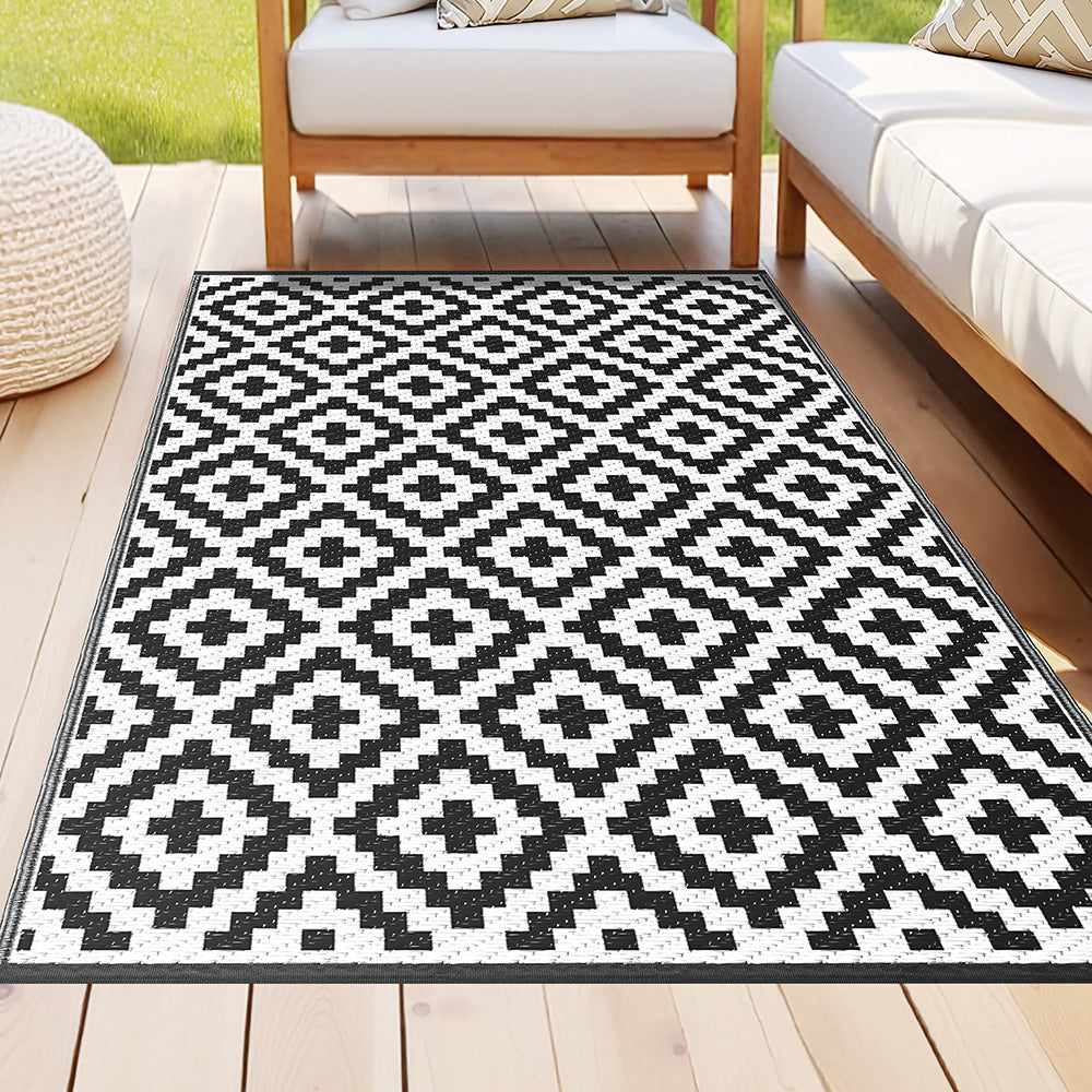 Gardeon Outdoor Rugs 120x180cm Large Carpet Reversible Area Mat PP Dual-Sided Patio Rug Cross-Home &amp; Garden &gt; Rugs &gt; Outdoor Rugs-PEROZ Accessories