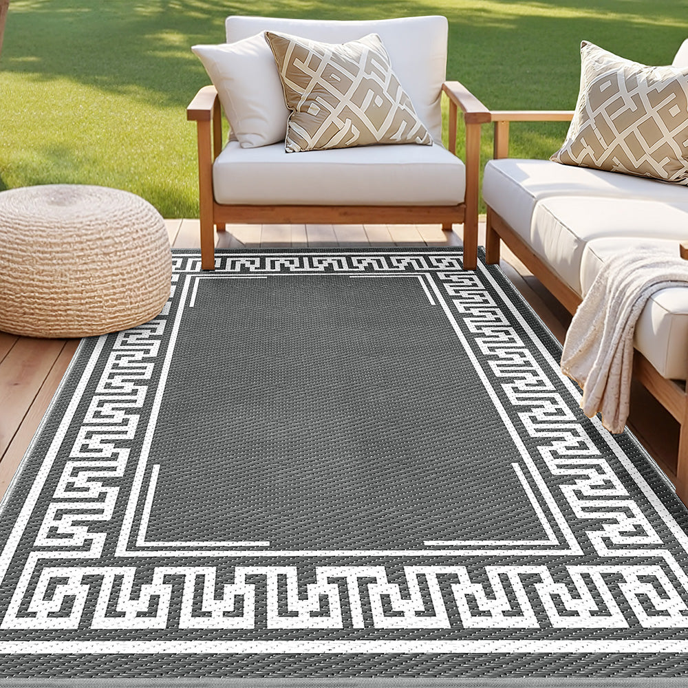 Gardeon Outdoor Rugs 152x244cm Large Carpet Reversible Area Mat PP Dual-Sided Patio Rug Greek Key-Home &amp; Garden &gt; Rugs &gt; Outdoor Rugs-PEROZ Accessories
