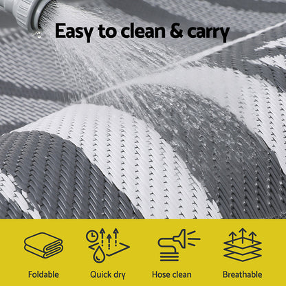 Gardeon Outdoor Rugs 152x244cm Large Carpet Reversible Area Mat PP Dual-Sided Patio Rug Leaf-Home &amp; Garden &gt; Rugs &gt; Outdoor Rugs-PEROZ Accessories