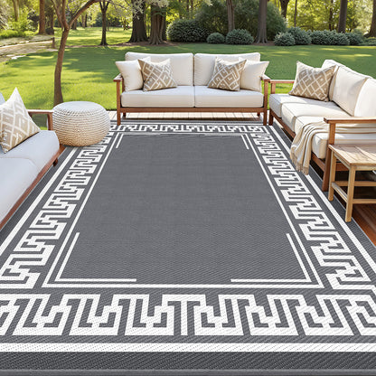 Gardeon Outdoor Rugs 274x366cm Large Carpet Reversible Area Mat PP Dual-Sided Patio Rug Greek Key-Home &amp; Garden &gt; Rugs &gt; Outdoor Rugs-PEROZ Accessories