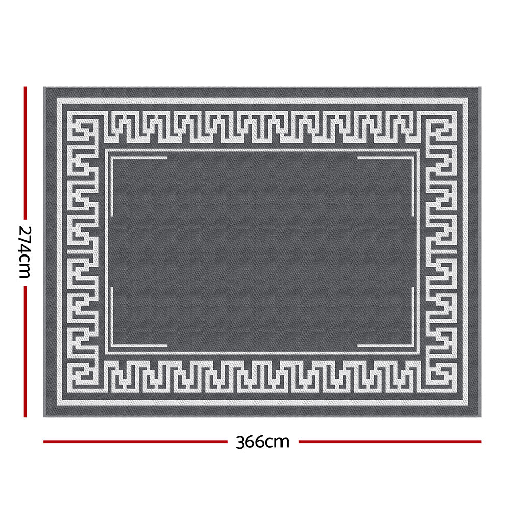 Gardeon Outdoor Rugs 274x366cm Large Carpet Reversible Area Mat PP Dual-Sided Patio Rug Greek Key-Home &amp; Garden &gt; Rugs &gt; Outdoor Rugs-PEROZ Accessories
