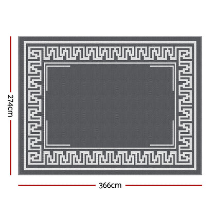 Gardeon Outdoor Rugs 274x366cm Large Carpet Reversible Area Mat PP Dual-Sided Patio Rug Greek Key-Home &amp; Garden &gt; Rugs &gt; Outdoor Rugs-PEROZ Accessories