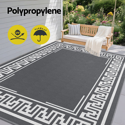 Gardeon Outdoor Rugs 274x366cm Large Carpet Reversible Area Mat PP Dual-Sided Patio Rug Greek Key-Home &amp; Garden &gt; Rugs &gt; Outdoor Rugs-PEROZ Accessories