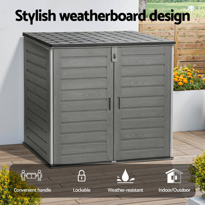Gardeon Outdoor Storage Box 1170L Container Lockable Cabinet Tool Organizer Shed Grey-Furniture &gt; Outdoor &gt; Outdoor Storage Boxes-PEROZ Accessories