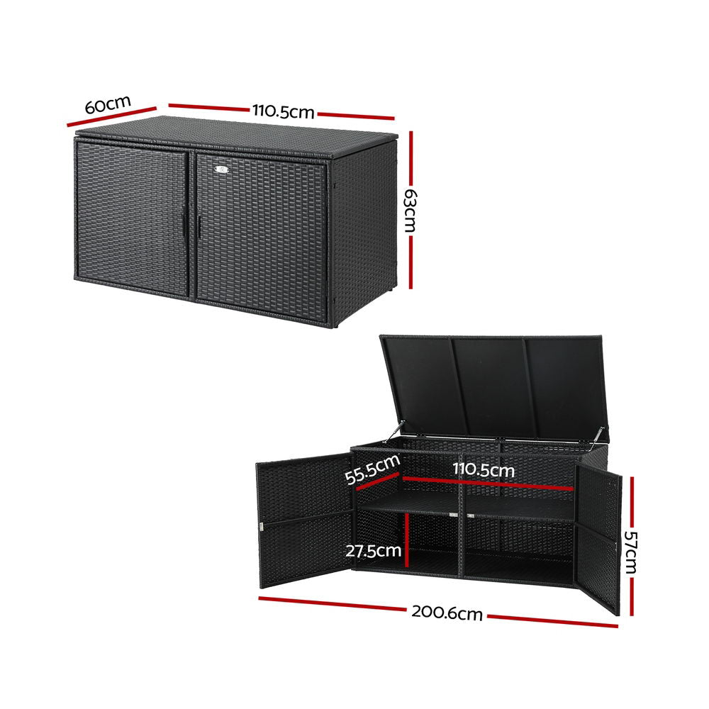 Gardeon Outdoor Storage Cabinet Box Deck Wicker Shelf Chest Garden Shed Tools Black-Furniture &gt; Outdoor &gt; Outdoor Storage Boxes-PEROZ Accessories