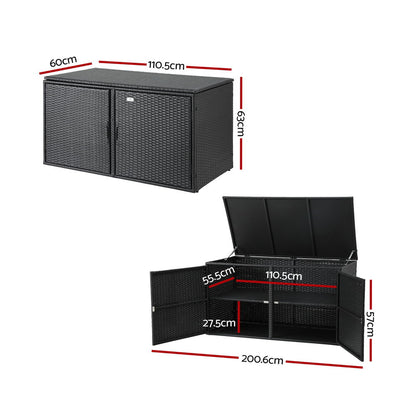 Gardeon Outdoor Storage Cabinet Box Deck Wicker Shelf Chest Garden Shed Tools Black-Furniture > Outdoor > Outdoor Storage Boxes-PEROZ Accessories