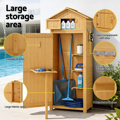 Gardeon Outdoor Storage Cabinet Cupboard Folding Table Tool Organizer Shed Adjustable-Furniture &gt; Office &gt; Storage Cabinets-PEROZ Accessories