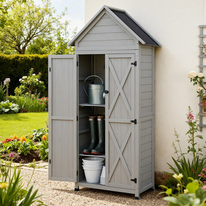 Gardeon Outdoor Storage Cabinet Cupboard Lockable Tool Organizer Shed Adjustable Grey-Furniture &gt; Office &gt; Storage Cabinets-PEROZ Accessories