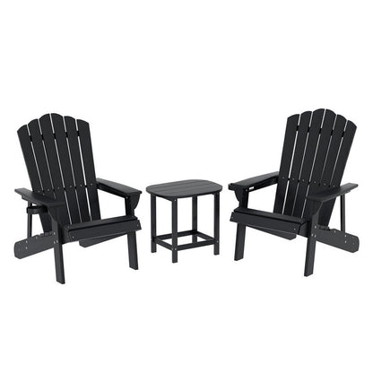 Gardeon Outdoor Table and Chairs HDPE Adirondack Beach Chair Sun Lounge Patio Furniture Garden Black-Furniture &gt; Outdoor &gt; Outdoor Chairs-PEROZ Accessories
